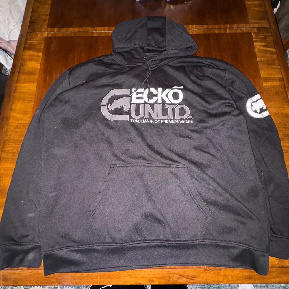 Ecko Unltd Black Pullover‎ Hoodie 3XL Y2K Streetwear Sweater